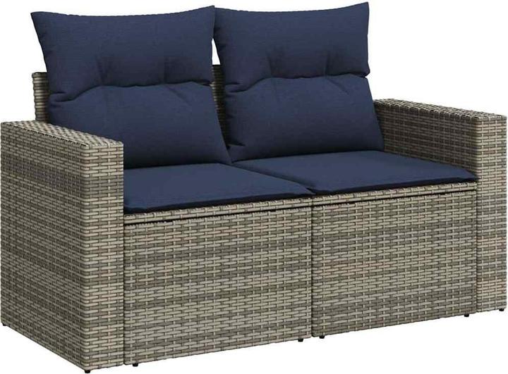 Produktbild vidaXL 7-tlg. Garten-Sofagarnitur mit Kissen Schwarz Poly Rattan