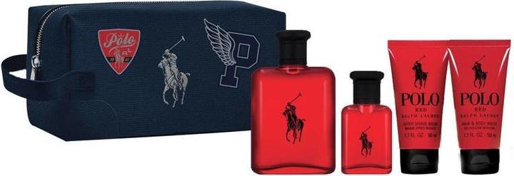 Ralph Lauren Polo Red Set 125ml EDT Spray 40ml Aftershave Balm 50ml Shower Gel (Perfume set)