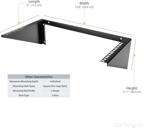Actual product image StarTech 6u Wall Mount Rack Bracket