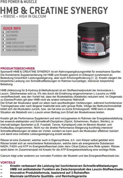 Actual product image Sponser HMB Creatine Synergy (1 Piece, Capsules, 320 g)