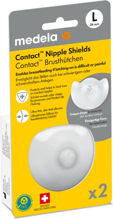 Produktbild Medela Contact Brusthütchen L ( Ø 24mm), 2 Stück mit Aufbewahrungsbox (L)
