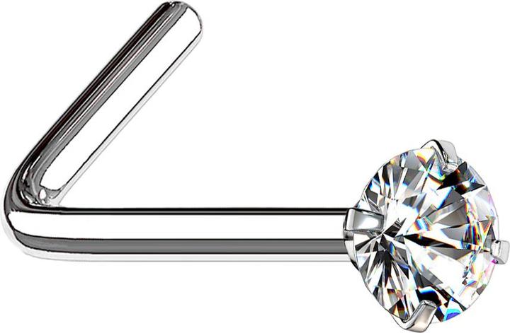 Immagine prodotto Star Piercing Borchia da naso angolata in argento set di cristalli rotondi in argento (senza ottone, Acciaio chirurgico 316L)