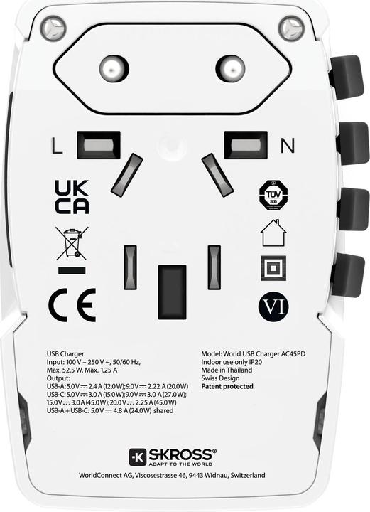 Immagine prodotto Skross 1302332 Caricabatterie da viaggio World AC45PD