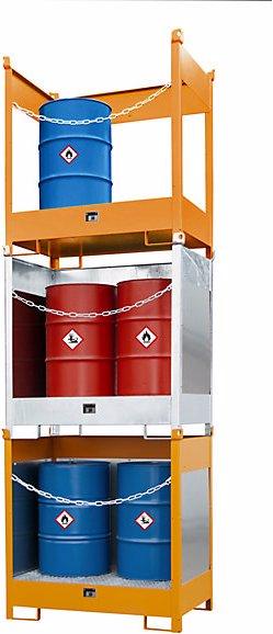 Actual product image Bauer Storage and transport pallet with sump tray, 3 mesh panels, for 2 x 200 l drums