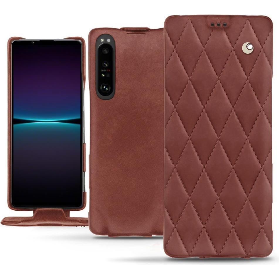 Noreve Lederschutzhülle vertikal (Sony Xperia 1 IV), Smartphone Hülle, Rot