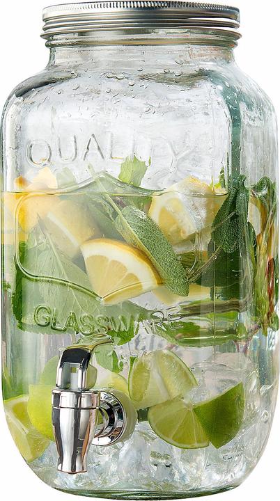 Image du produit Pearl Distributeur de boissons rétro en verre, look bocal, robinet, 3,5 litres