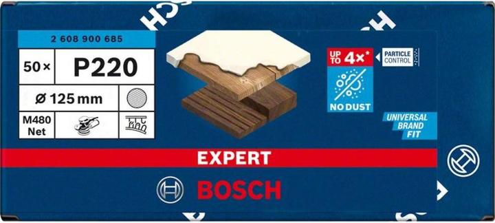 Produktbild Bosch Professional Zubehör EXPERT M480 Schleifnetz für Exzenterschleifer, 125 mm, G 220, 50 Stück (220)