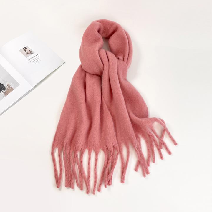 Actual product image Only-Bags.Store Solid Colour Plush Warm Chunky Scarf Long Simple Large Thickened Tassel Scarf Winter Outdoor
