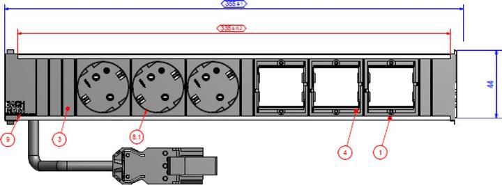 Actual product image Bachmann CONI 3xSchuko & 3xempty (6x, CEE 7/3)