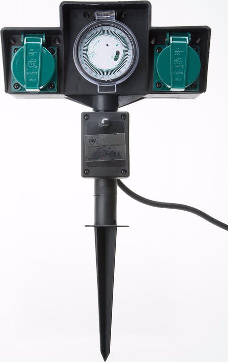 Actual product image Max Hauri 2-fold garden socket IP44 with timer and ground spike