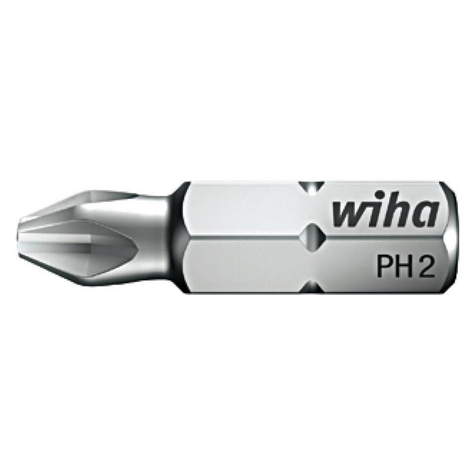 Wiha Silber Bits, Bit Standard 25 Mm Phillips 1/4" (01658) Ph2 (Kreuz Phillips Ph)