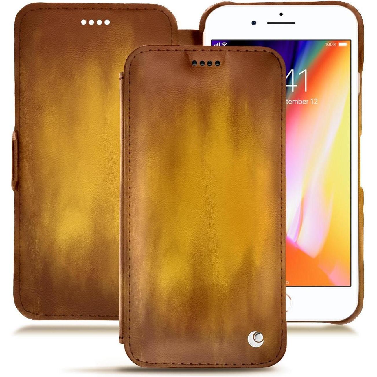 Noreve Lederschutzhülle horizontal (Apple iPhone 8 Plus), Smartphone Hülle, Gold