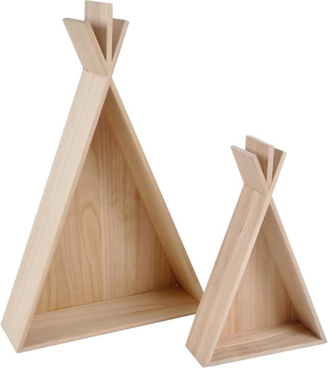 Image du produit Natura Punto Lot de 2 étagères en bois en forme de tipi, 18,5 x 29,3 cm, 30 x 46 cm