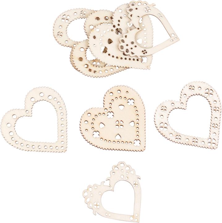 Image du produit Natura Punto 8 décorations en bois, coeurs