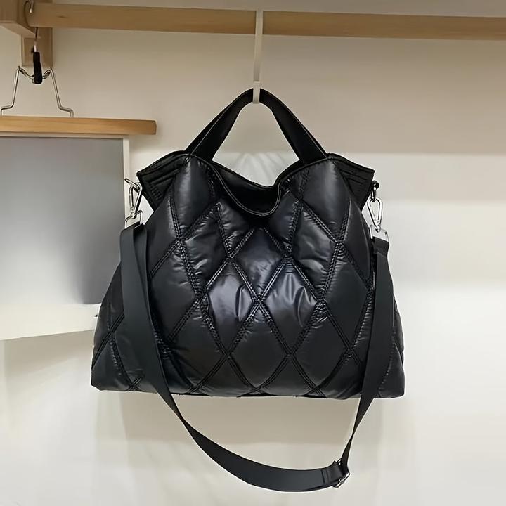 Immagine prodotto Only-Bags.Store Tote bag trapuntata in puffer di tendenza, borsa a tracolla in nylon a rombi, borsa morbida e