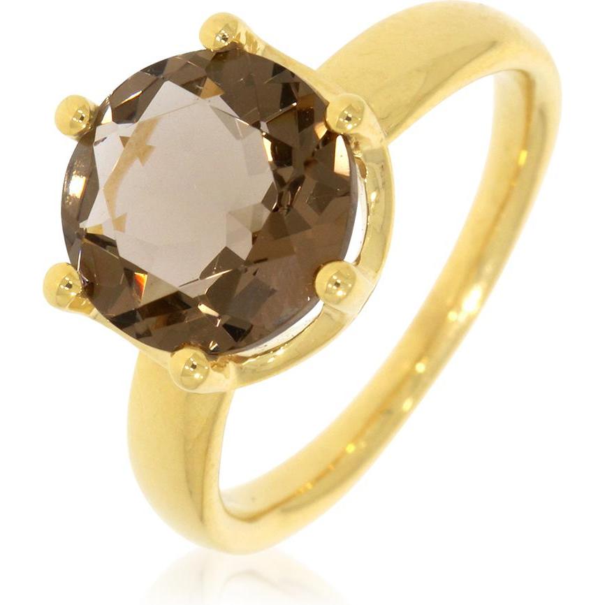 Xen, Ring, Ring mit 10 mm Rauch-HT Quarz ca. 3,6 ct. gelbvergoldet, (58, 925 Silber)