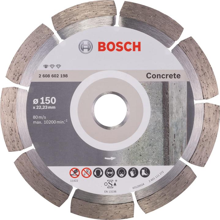 Produktbild Bosch Professional Zubehör Diamanttrennscheibe Standard for Concrete, 150 x 22,23 x 2 x 10 mm, 1er-Pack