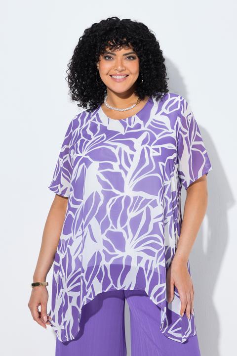 Immagine prodotto Ulla Popken Chiffon-Bluse, Rückenschlitz, Rundhals, Halbarm (42)