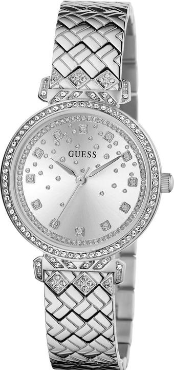 Immagine prodotto Guess P SLV CS W/ CRYS / SUN SLV GLITZ DL / P SLV BRCT W/ CRYS Orologio da polso (Orologio con pietra preziosa, 32 mm)