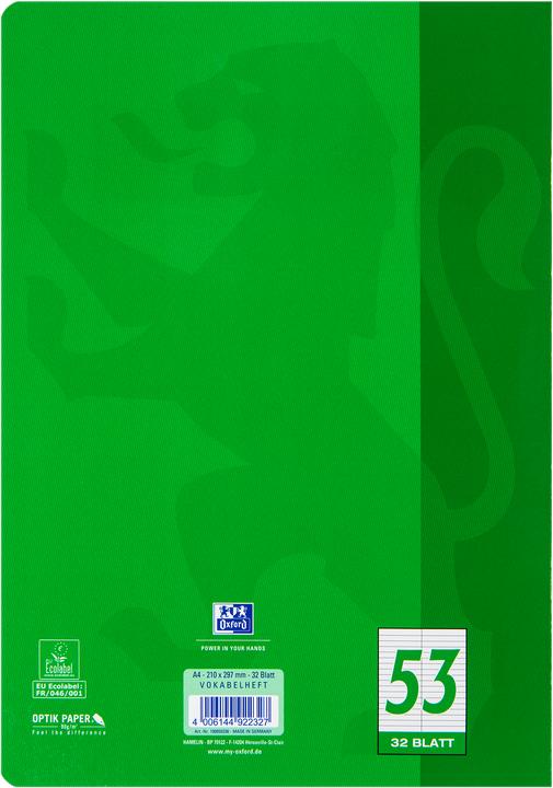 Produktbild Oxford Vokabelheft (A4, Liniert, Harter Einband)