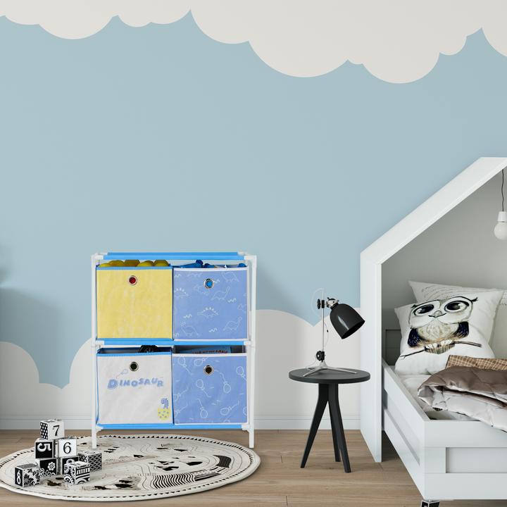 Actual product image Relaxdays Dinosaur Children's Shelf with Boxes (27.50 x 30 x 89 cm)