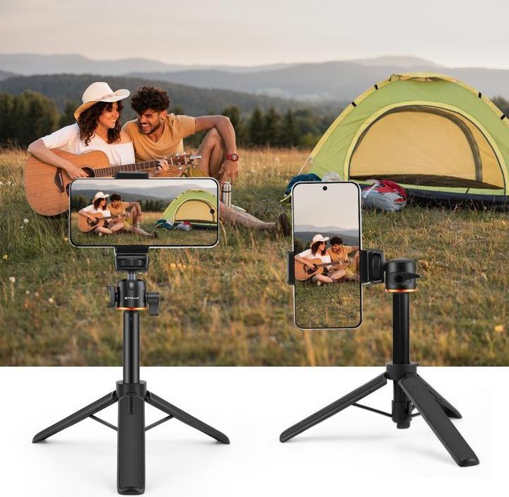 Produktbild Puluz Mini Phone Camera Extension Tripod Stand 360 Degree Ball Head Cold Shoe Selfie Stick (Black) (Metall)