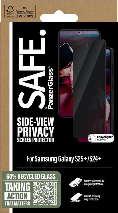 Produktbild PanzerGlass SAFE. Privacy Displayschutz Ultra-Wide Fit (1 Stück, Samsung Galaxy S25+, Samsung Galaxy S24+)