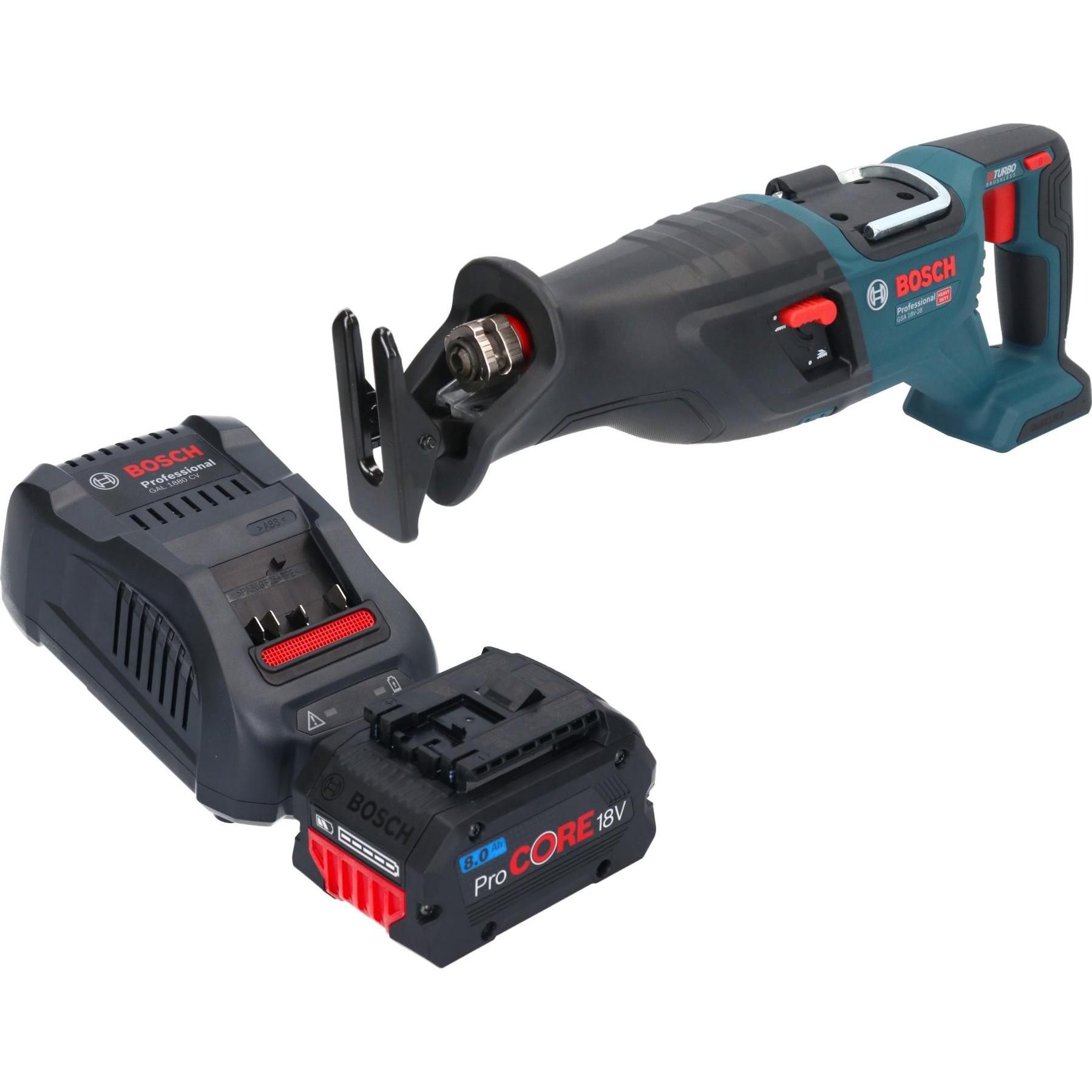 Bosch Professional, Säbelsäge, Bosch GSA 18V-28 Professional Akku Säbelsäge 18 V BITURBO Brushless + 1x ProCORE Akku 8,0...