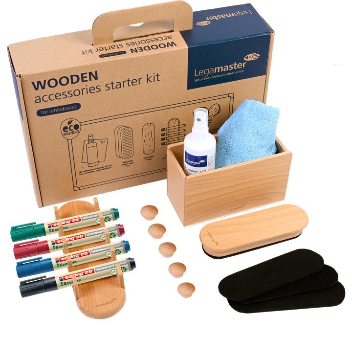 Produktbild Legamaster Starterkit Whiteboard Zubehörset Wooden 17-teilig, aus Holz