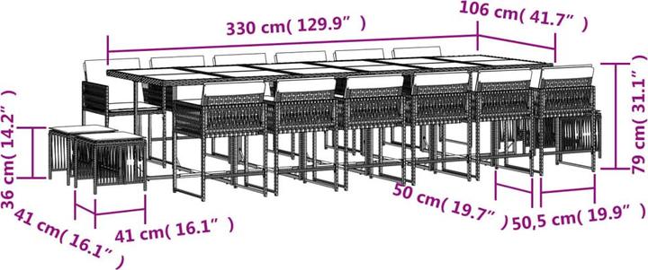 Produktbild vidaXL Garten Essgruppe (330 x 106 x 73 cm)
