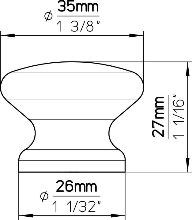 Produktbild Siro MB-Knopf, Rosalind,Ø 35mm,H 27mm, Holz roh