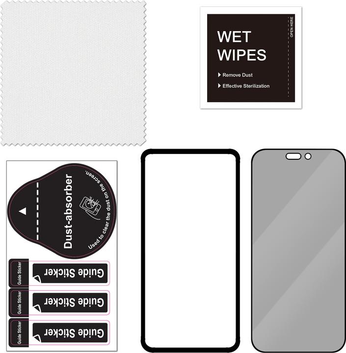 Produktbild FoneKit Privacy+ Full Cover Tempered Glass, iPhone 16 Pro Max, black (1 Stk., Apple iPhone 16 Pro Max)