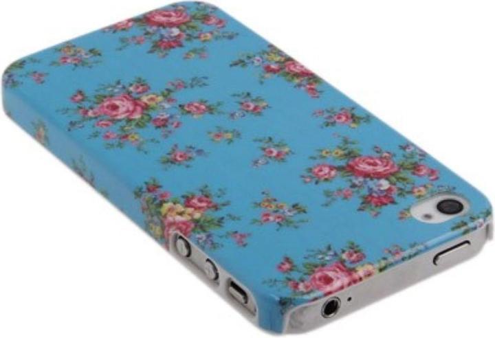 Produktbild König Design Schutzhülle Hard Case Hülle für Handy iPhone 4 & 4S Rosen / Hellblau (Apple iPhone 4, LG G4s)