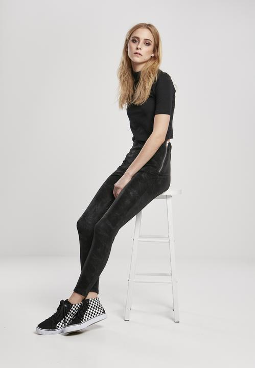 Actual product image Urban Classics Ladies Washed Synthetic Leather Pants (S)