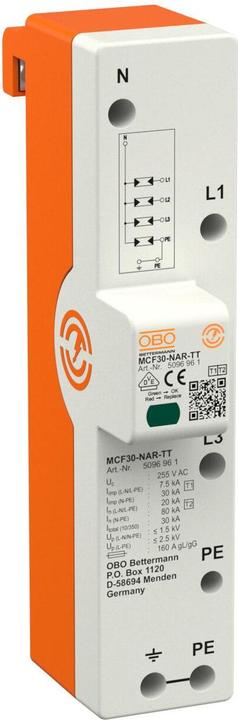 Image du produit OBO Bettermann MCF30-NAR-TT Rail LightningController tripolaire avec NPE 255V 5096961