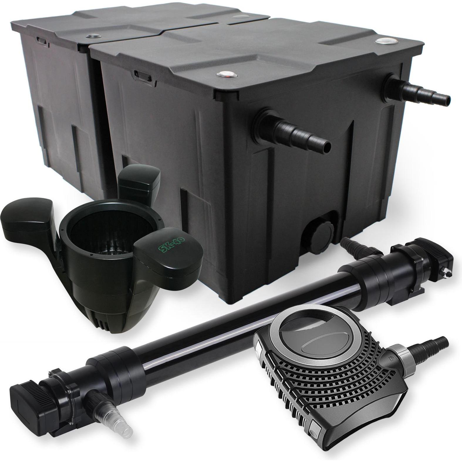 SunSun, Brunnen + Gartenteich, 2-Kammer Filter Set 60000l 72W UVC 6er Teich Klärer NEO10000 80W Pumpe Skimmer