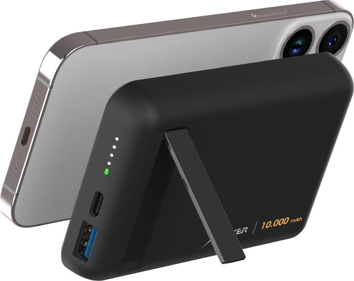 Actual product image Xlayer Magfix Pro Wireless Quick Charger Powerbank with Stand 10,000mAh 20W Black (10000 mAh, 20 W, 37 Wh)