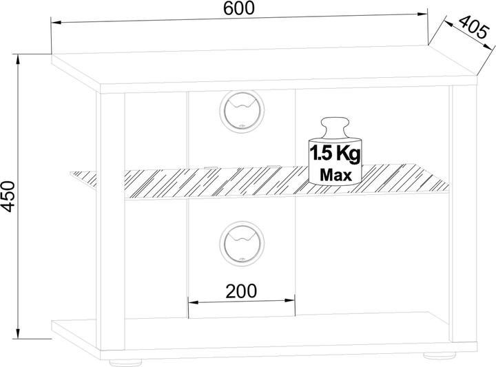 Produktbild VCM Holz TV Lowboard Rollen Fernsehschrank mobil Rack Konsole Möbel Fernsehtisch Fernseh Phono Glas (60 x 40 x 45 cm)