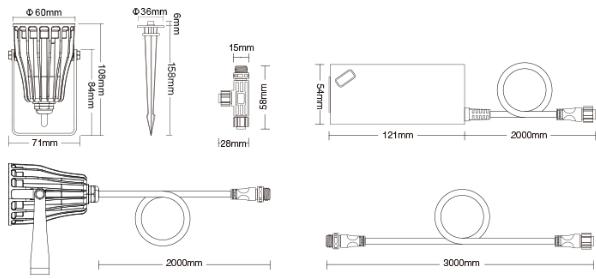 Actual product image Milight Set of 3 Wireless Smart LED Garden Spots 6W (550 lm, IP66)