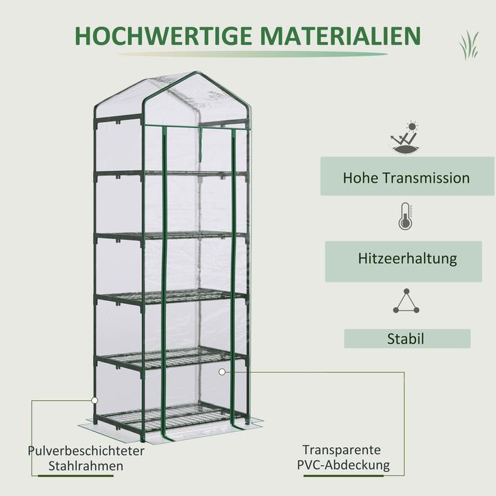 Produktbild Outsunny Mini-Gewächshaus Mit 5 Regalen