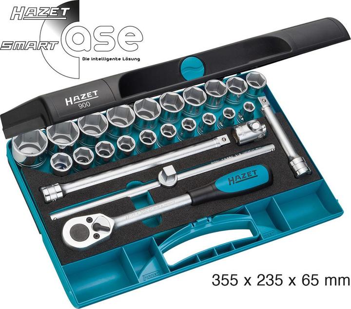 Produktbild HAZET Steckschlüssel Satz 900 ∙ Vierkant12,5 mm (1/2 Zoll) ∙ Aussen Sechskant-Tractionsprofil ∙ 10 -… (32 mm, 18 mm, 11 mm, 12 mm, 20 mm, 19 mm, 27 mm, 15 mm, 25 mm, 13 mm, 21 mm, 14 mm, 29 mm, 10  mm, 30 mm, 23 mm, 26 mm, 22 mm, 17 mm, 28 mm, 16 mm, 24 mm, 31 mm)
