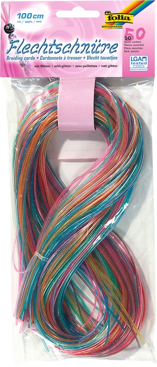 Actual product image Folia Scoubidou braided cord "Glitter Mix", length: 1 m