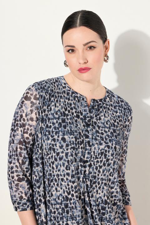Immagine prodotto Ulla Popken Maxi abito in mesh a doppio strato con design leopardato, scollo a girocollo e maniche a 3/4 (52)
