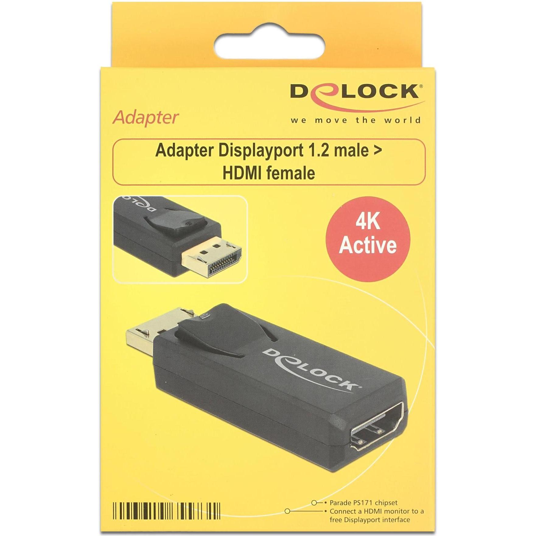 Thumbnail - Delock DP zu (HDMI, 6.20 cm), Data + Video Adapter, Schwarz