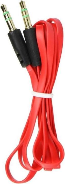 Actual product image OEM Converter Cable AUX Jack 3,5 mm (male) to Jack 3,5 mm (male) flat 1 m red (1 m, AUX cable)