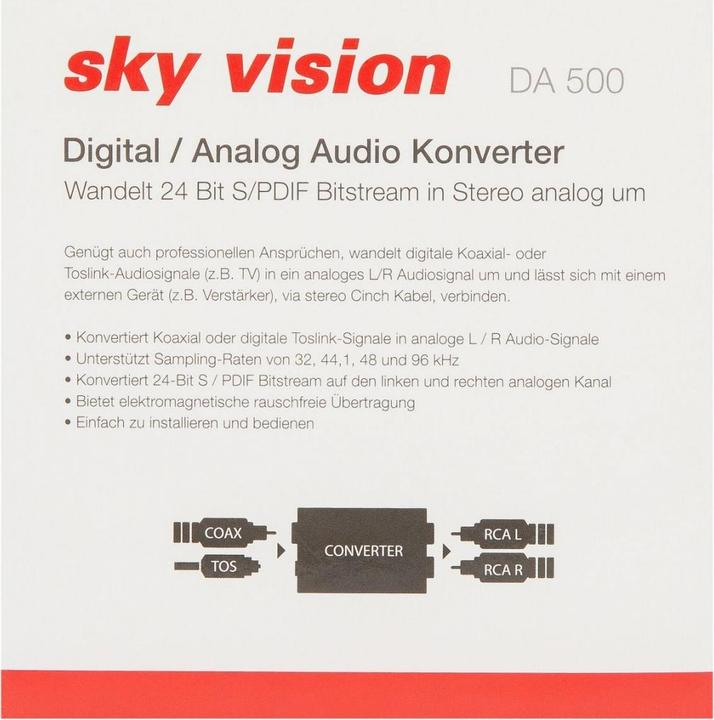 Actual product image Sky Vision DA 500 Digital to Analogue Audio Converter