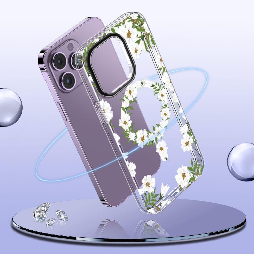 Thumbnail - Tech-Protect MagMood MagSafe iPhone 15 Pro Max Case - Daisies with Leaves (Apple iPhone 15 Pro Max), Smartphone Hülle