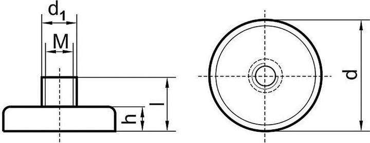 Actual product image Beloh Magnetic flat gripper 20.0x6.0mm with threaded bush M4 NdFeB