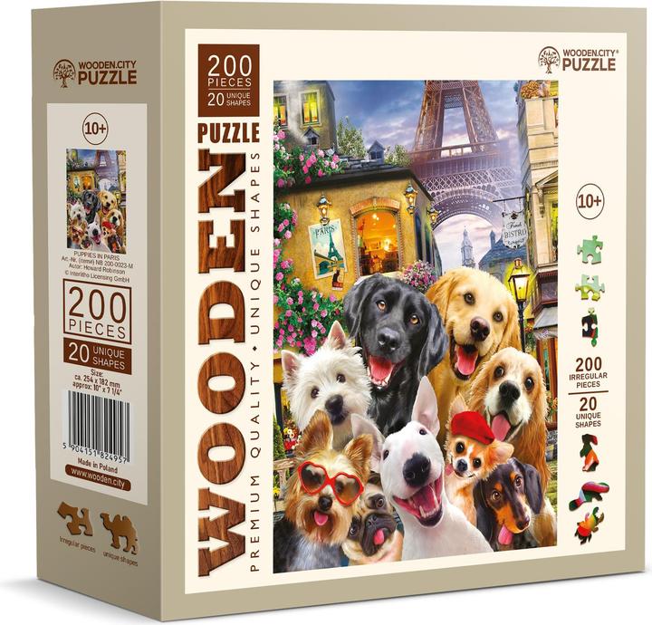 Image du produit WoodenCity Puzzle en bois M Puppies Paris (200 pièces)