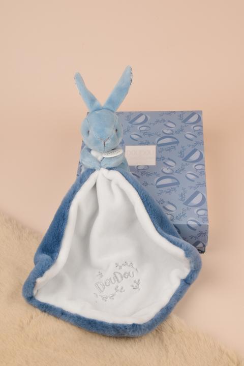 Actual product image Doudou et Compagnie Hase mit Schmusetuch blau 10cm